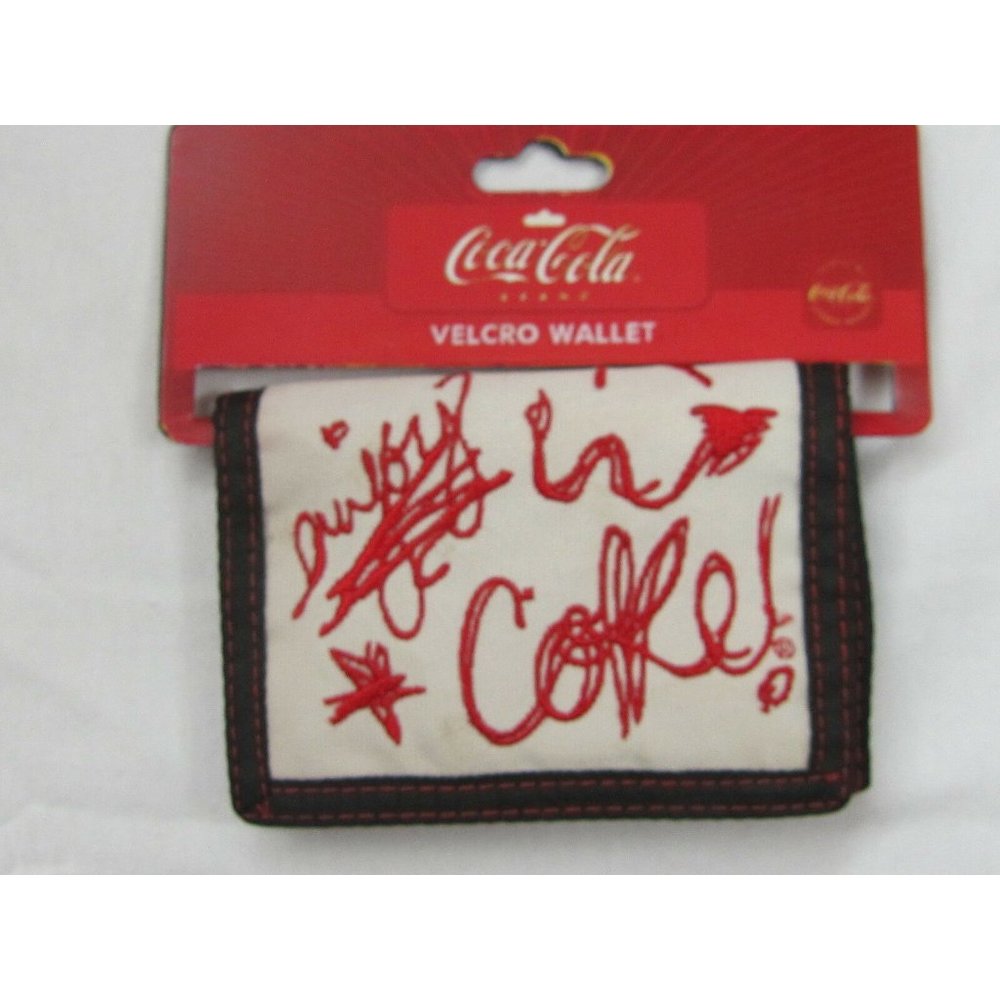 Coca-Cola Wallet White with Red Doodle Scribble New Tri-Fold